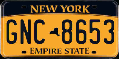 NY license plate GNC8653