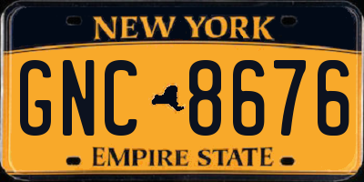 NY license plate GNC8676