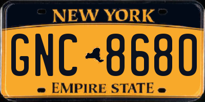 NY license plate GNC8680