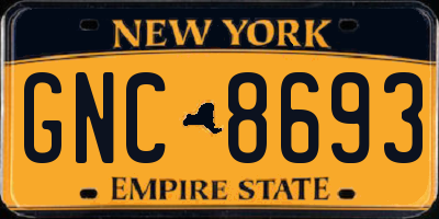 NY license plate GNC8693