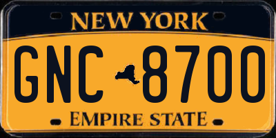 NY license plate GNC8700