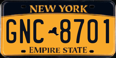 NY license plate GNC8701