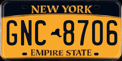 NY license plate GNC8706