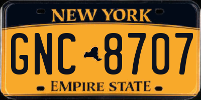 NY license plate GNC8707