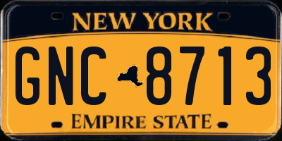 NY license plate GNC8713