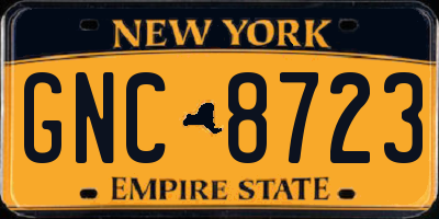 NY license plate GNC8723