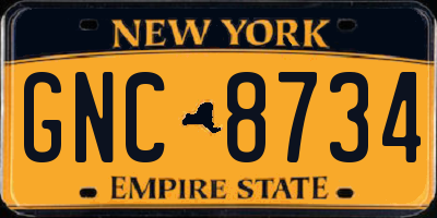 NY license plate GNC8734