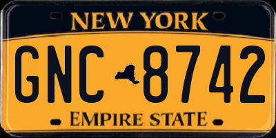 NY license plate GNC8742