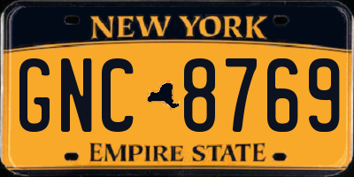 NY license plate GNC8769