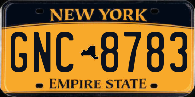 NY license plate GNC8783