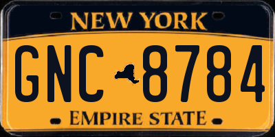 NY license plate GNC8784