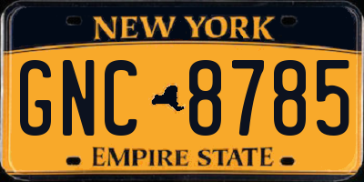 NY license plate GNC8785