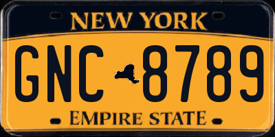 NY license plate GNC8789