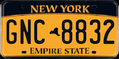 NY license plate GNC8832