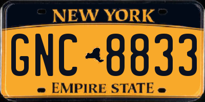 NY license plate GNC8833