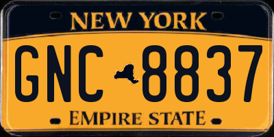 NY license plate GNC8837
