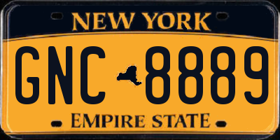 NY license plate GNC8889
