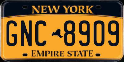 NY license plate GNC8909