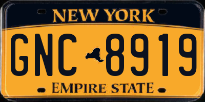 NY license plate GNC8919