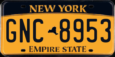 NY license plate GNC8953