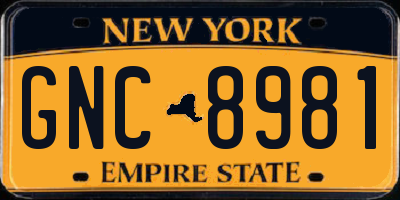 NY license plate GNC8981
