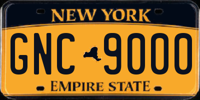 NY license plate GNC9000