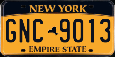 NY license plate GNC9013