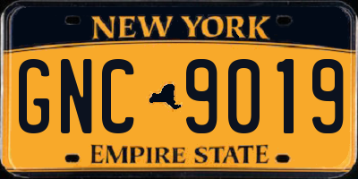 NY license plate GNC9019
