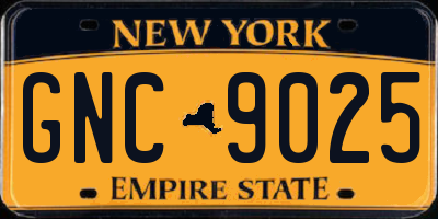 NY license plate GNC9025