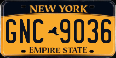 NY license plate GNC9036