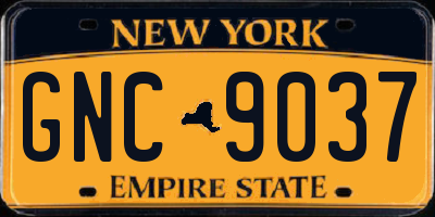 NY license plate GNC9037