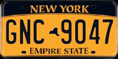 NY license plate GNC9047