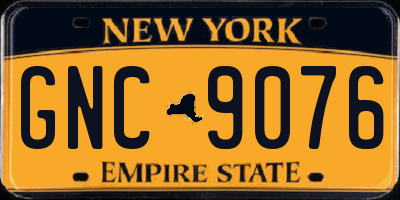 NY license plate GNC9076