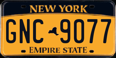 NY license plate GNC9077