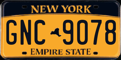 NY license plate GNC9078