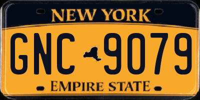 NY license plate GNC9079
