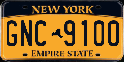NY license plate GNC9100