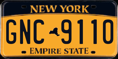 NY license plate GNC9110