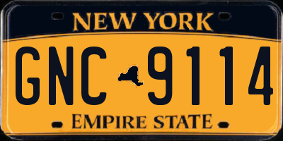 NY license plate GNC9114