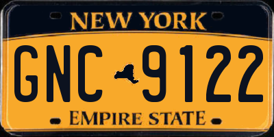 NY license plate GNC9122
