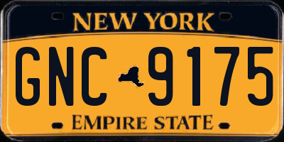 NY license plate GNC9175