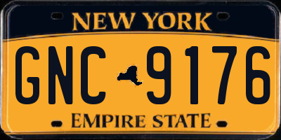 NY license plate GNC9176