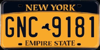 NY license plate GNC9181