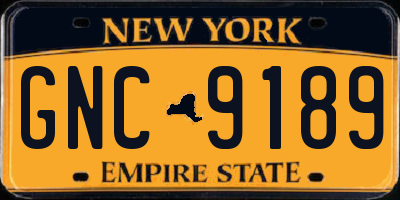 NY license plate GNC9189