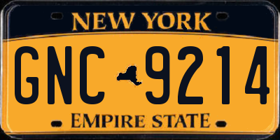 NY license plate GNC9214