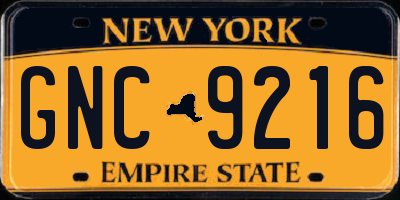 NY license plate GNC9216