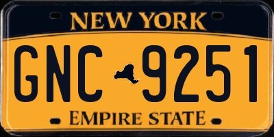 NY license plate GNC9251