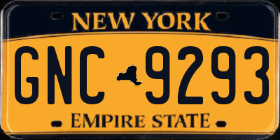 NY license plate GNC9293