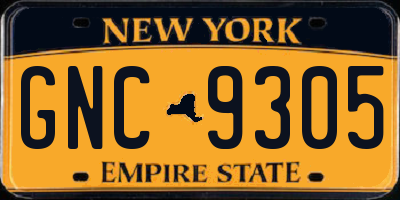 NY license plate GNC9305