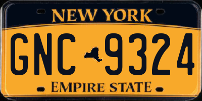 NY license plate GNC9324